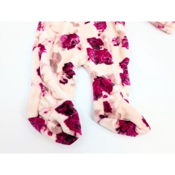 Laura Ashley Baby 0-3 Months Girls Hooded Coverall Pink Roses Print Soft Cuddle - Picture 3 of 10